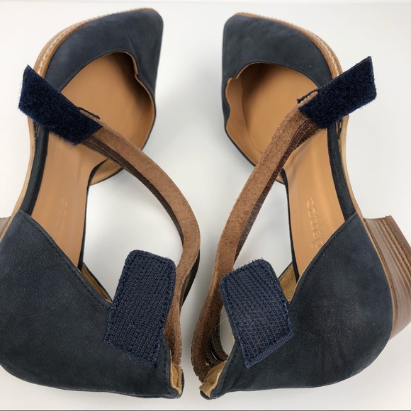 Sundance Navy Leather Ankle Strap Heels - Picture 9 of 14